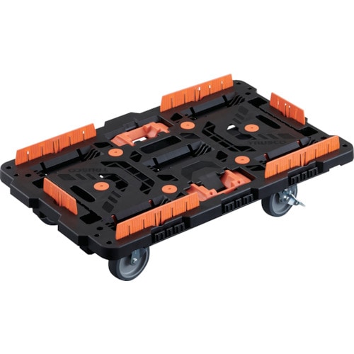 トラスコ中山 TRUSCO 連結式樹脂製平台車 ビートル 700X450 自在5輪 内2輪ストッパー付 柵 とめたろう付(ご注文単位1台)【直送品】