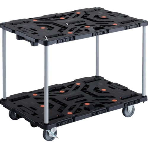トラスコ中山 TRUSCO 連結式樹脂製2段台車 ビートル 900X600 自在3輪 内2輪ストッパー付 ハンドルなし(ご注文単位1台)【直送品】
