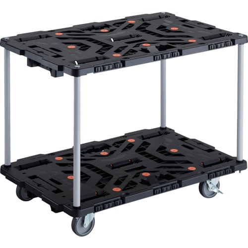 トラスコ中山 TRUSCO 連結式樹脂製2段台車 ビートル 900X600 自在5輪 内2輪ストッパー付 ハンドルなし(ご注文単位1台)【直送品】