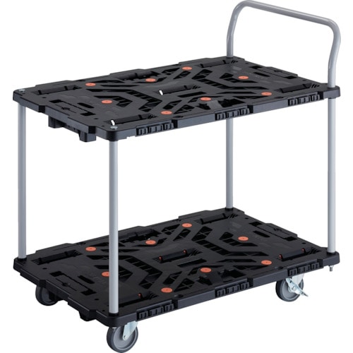 トラスコ中山 TRUSCO 連結式樹脂製2段台車 ビートル 900X600 自在5輪 内2輪ストッパー付 ハンドル付(ご注文単位1台)【直送品】