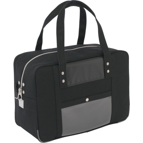 トラスコ中山 SANEI 帆布メール用ボストン(M)馬蹄錠金具付 黒(ご注文単位1個)【直送品】