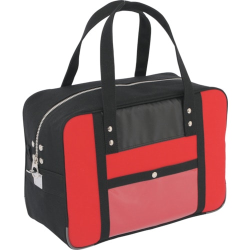 トラスコ中山 SANEI 帆布メール用ボストン(M)馬蹄錠金具付 赤(ご注文単位1個)【直送品】