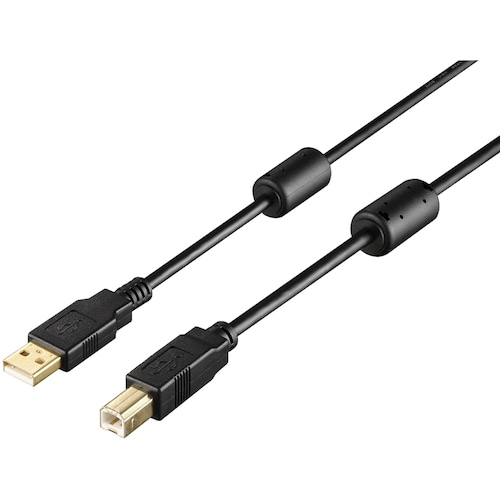 トラスコ中山 バッファロー USB2.0 A to B フェライトコア付ケーブル 5.0m ブラック(ご注文単位1個)【直送品】