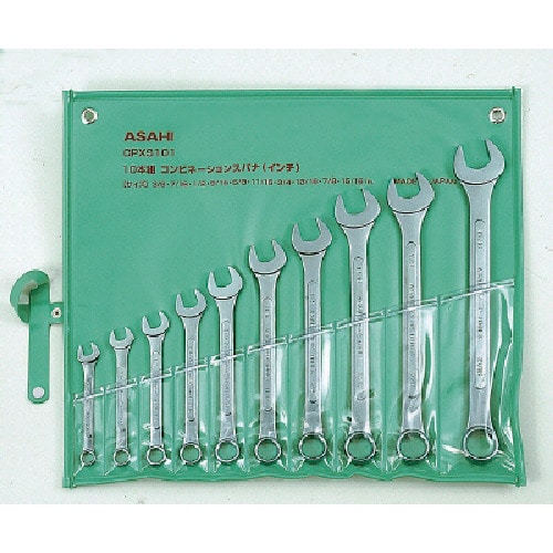 トラスコ中山 ASH コンビネーションスパナセットインチサイズ10本組(ご注文単位1セット)【直送品】