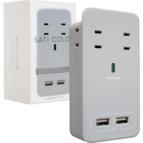 トラスコ中山 Fargo SATI COLOR AC4個口 4.2A USB ライトグレイ(ご注文単位1個)【直送品】
