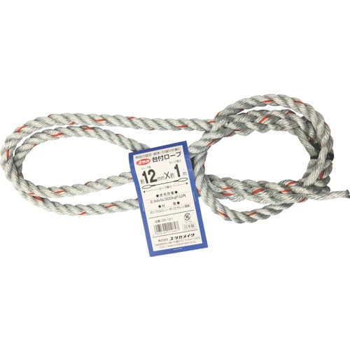 トラスコ中山 ユタカメイク 台付ロープ PE&PP混紡ロープ 12mmX1m(ご注文単位1本)【直送品】