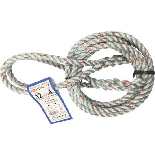 トラスコ中山 ユタカメイク 台付ロープ PE&PP混紡ロープ 12mmX4m(ご注文単位1本)【直送品】