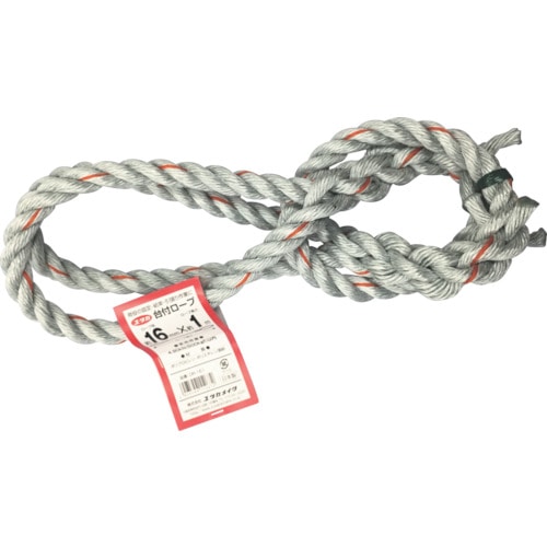 トラスコ中山 ユタカメイク 台付ロープ PE&PP混紡ロープ 16mmX1m(ご注文単位1本)【直送品】
