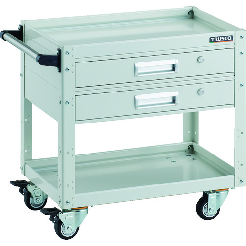 トラスコ中山 TRUSCO イーグルワゴン 600×400 2段引出付 ウレタン4輪自在 ホワイト 206-4250(ご注文単位1台)【直送品】