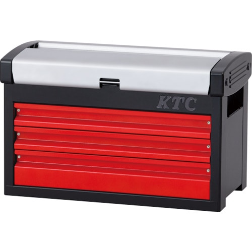 トラスコ中山 KTC スチール製工具箱 チェスト(3段3引出し) シルバー×レッド×ブラック 間口510×奥行275×高さ325mm（ご注文単位1個）【直送品】