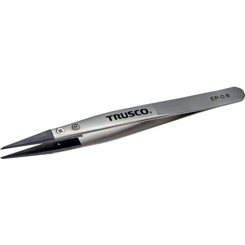 トラスコ中山 TRUSCO ESDチップピンセット 先細型 先端幅0.6mm(ご注文単位1本)【直送品】