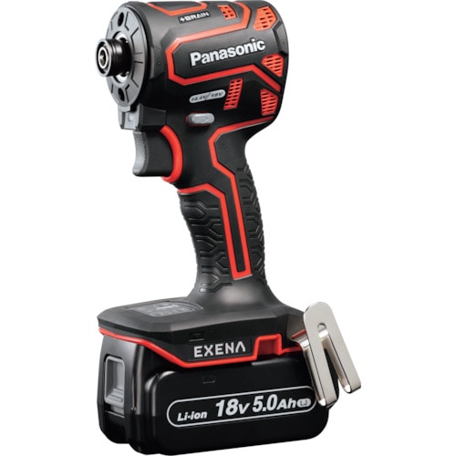 トラスコ中山 EXENA 充電インパクトドライバー 18V5.0Ah電池セット品 赤(ご注文単位1台)【直送品】