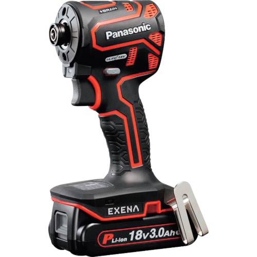 トラスコ中山 EXENA 充電インパクトドライバー 18V3.0Ah電池セット品 赤(ご注文単位1台)【直送品】