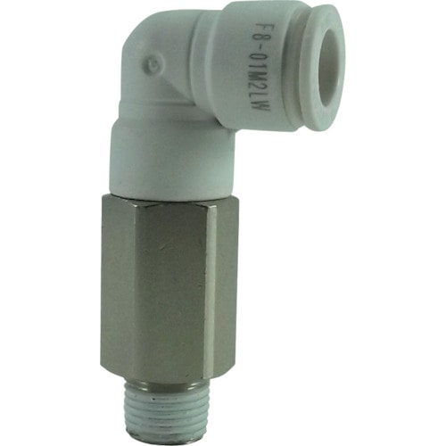 トラスコ中山 チヨダ ホース継手 ファイブロングメイルエルボ W(白) 8mm・R1/8(ご注文単位1個)【直送品】