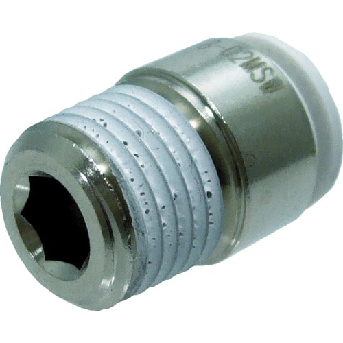 トラスコ中山 チヨダ チューブ継手 ファイブ六角穴付メイルコネクター W(白) 8mm・R1/4(ご注文単位1個)【直送品】