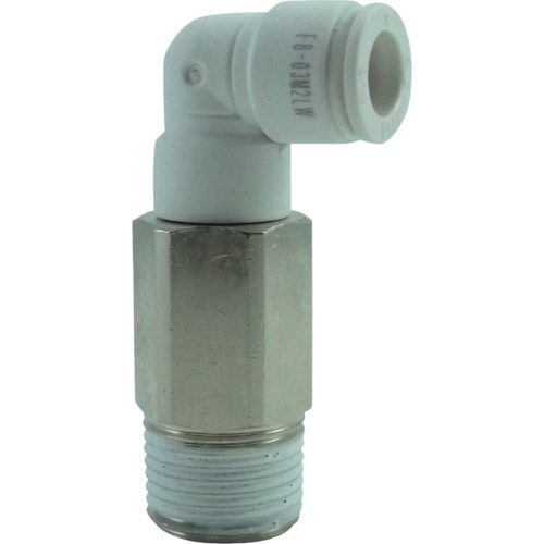 トラスコ中山 チヨダ ホース継手 ファイブロングメイルエルボ W(白) 8mm・R3/8(ご注文単位1個)【直送品】