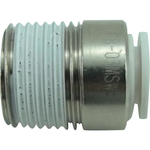 トラスコ中山 チヨダ チューブ継手 ファイブ六角穴付メイルコネクター W(白) 8mm・R3/8(ご注文単位1個)【直送品】