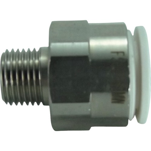 トラスコ中山 チヨダ ファイブSUSメイルコネクタ 白 10mm・R1/8(ご注文単位1個)【直送品】