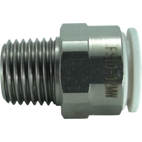 トラスコ中山 チヨダ ファイブSUSメイルコネクタ 白 10mm・R1/4(ご注文単位1個)【直送品】