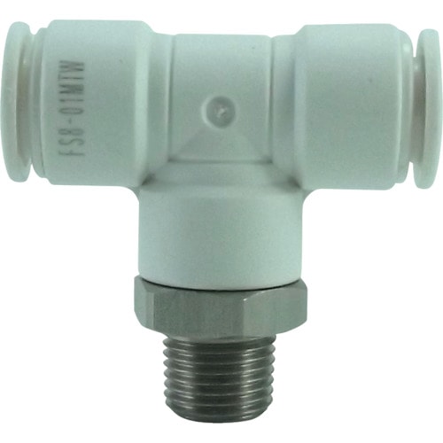 トラスコ中山 チヨダ ファイブSUSメイルブランチティ 白 8mm・R1/8(ご注文単位1個)【直送品】