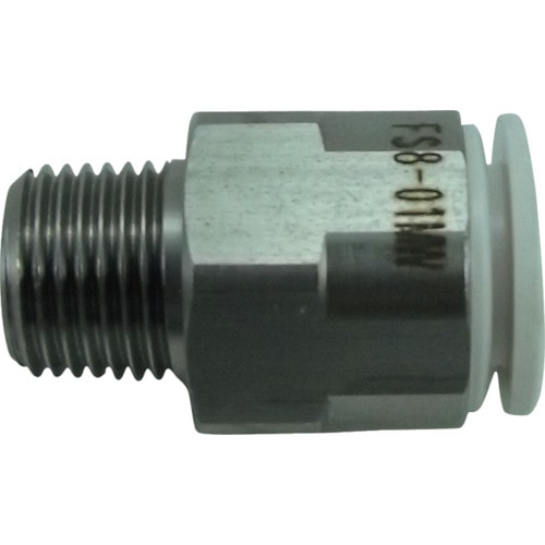 トラスコ中山 チヨダ ファイブSUSメイルコネクタ 白 8mm・R1/8(ご注文単位1個)【直送品】
