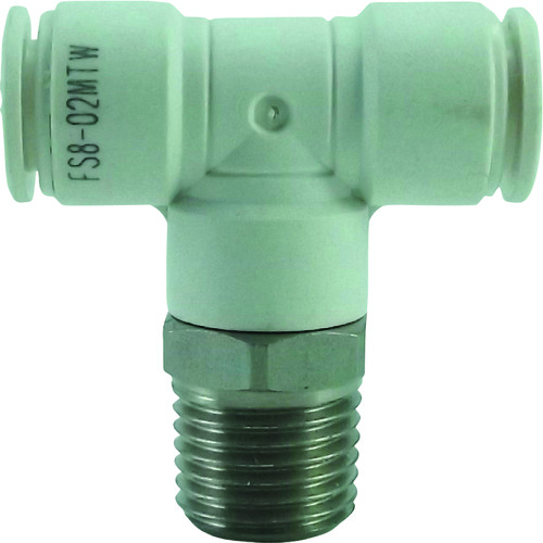 トラスコ中山 チヨダ ファイブSUSメイルブランチティ 白 8mm・R1/4(ご注文単位1個)【直送品】
