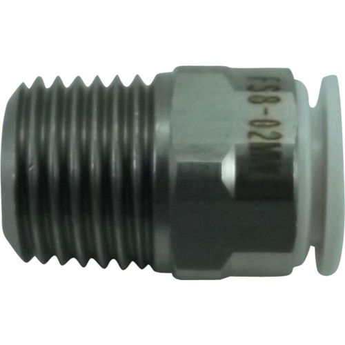 トラスコ中山 チヨダ ファイブSUSメイルコネクタ 白 8mm・R1/4(ご注文単位1個)【直送品】