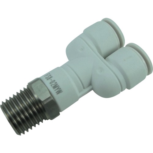 トラスコ中山 チヨダ ファイブSUSメイルブランチワイ 白 8mm・R1/4(ご注文単位1個)【直送品】