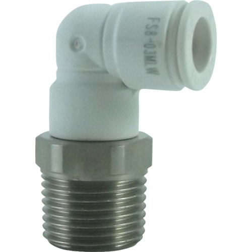 トラスコ中山 チヨダ ファイブSUSメイルエルボ 白 8mm・R3/8(ご注文単位1個)【直送品】