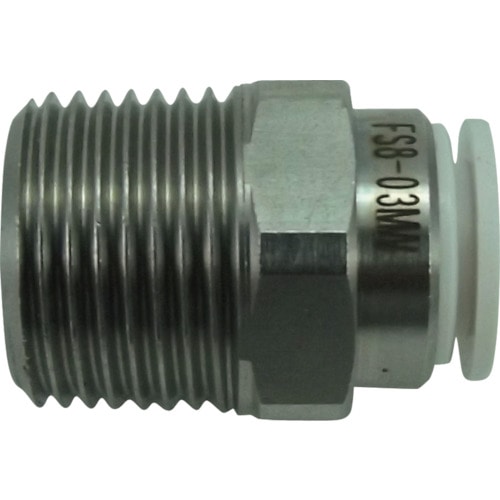 トラスコ中山 チヨダ ファイブSUSメイルコネクタ 白 8mm・R3/8(ご注文単位1個)【直送品】