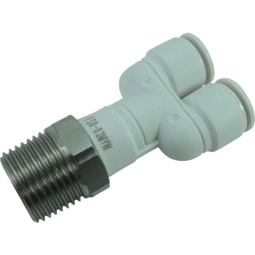 トラスコ中山 チヨダ ファイブSUSメイルブランチワイ 白 8mm・R3/8(ご注文単位1個)【直送品】
