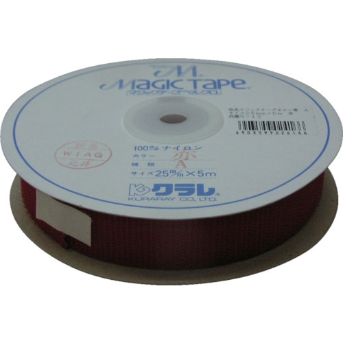トラスコ中山 ユタカメイク マジックテープ マジックテープボビン巻A 25mm×5m レッド(ご注文単位1巻)【直送品】