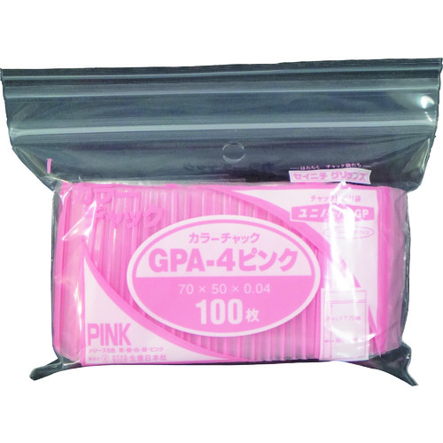 トラスコ中山 セイニチ ユニパック GP A‐4 カラーチャック ピンク(ご注文単位1袋)【直送品】