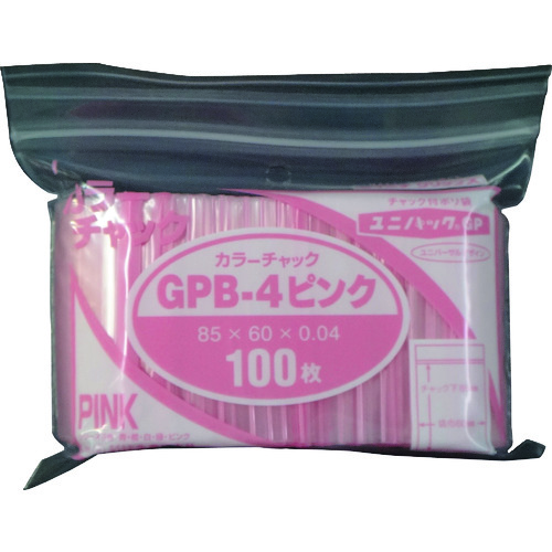 トラスコ中山 セイニチ ユニパック GP B‐4 カラーチャック ピンク(ご注文単位1袋)【直送品】