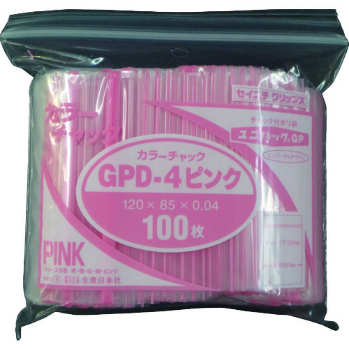 トラスコ中山 セイニチ ユニパック GP D‐4 カラーチャック ピンク(ご注文単位1袋)【直送品】