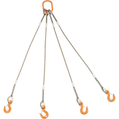 トラスコ中山 TRUSCO 4本吊りWスリング フック付き 6mmX2m(ご注文単位1セット)【直送品】
