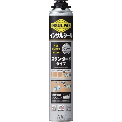 トラスコ中山 ABC 簡易型発泡ウレタンフォーム 1液ガンタイプ インサルパック インサルシール 750ml フォーム色:グレー(ご注文単位1本)【直送品】