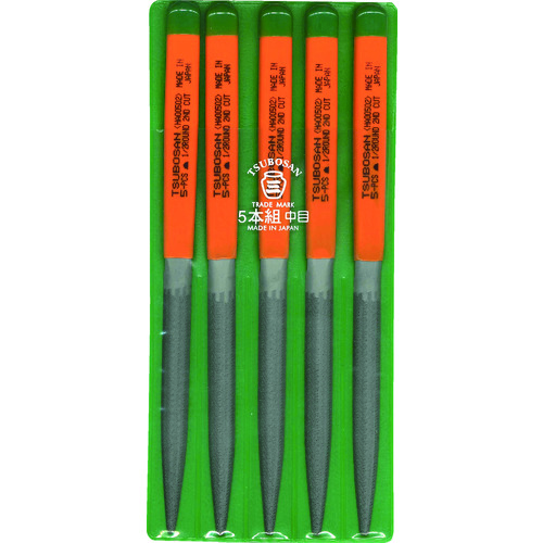 トラスコ中山 ツボサン 組ヤスリ 5本組 半丸 中目(ご注文単位1セット)【直送品】
