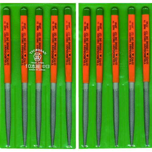 トラスコ中山 ツボサン 組ヤスリ 10本組 半丸 中目(ご注文単位1セット)【直送品】