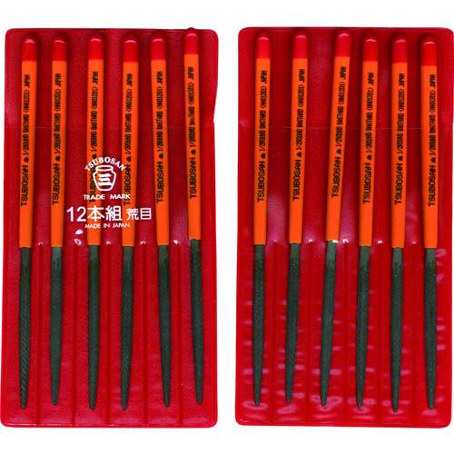 トラスコ中山 ツボサン 組ヤスリ 12本組 半丸 荒目(ご注文単位1セット)【直送品】