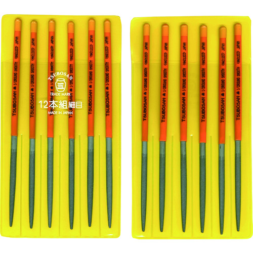 トラスコ中山 ツボサン 組ヤスリ 12本組 半丸 細目(ご注文単位1セット)【直送品】