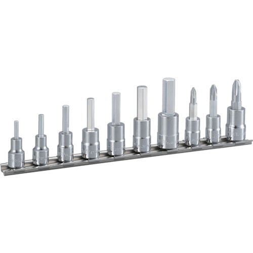 トラスコ中山 TONE ヘキサゴンソケットセット(ホルダー付)インチサイズ 10pcs(ご注文単位1セット)【直送品】