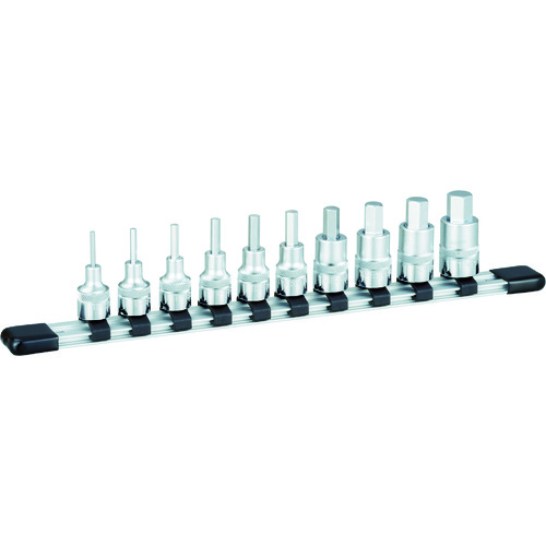 トラスコ中山 TONE ヘキサゴンソケットセット(インチホルダー付) 10pcs 差込角9.5mm(ご注文単位1セット)【直送品】