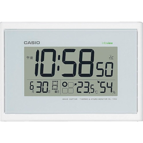 トラスコ中山 カシオ 電波掛け時計 260×180×厚み35mm 白(ご注文単位1台)【直送品】