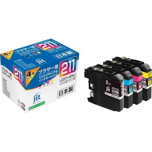 トラスコ中山 ジット ブラザー LC211-4PK対応 ジットリサイクルインク JIT-B2114P 4色入り(ご注文単位1箱)【直送品】