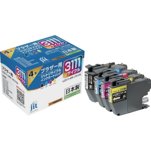 トラスコ中山 ジット ブラザー LC3111-4PK対応 ジットリサイクルインク JIT-B31114P 4色入り(ご注文単位1箱)【直送品】