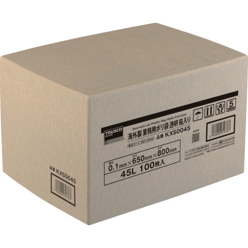 トラスコ中山 TRUSCO 海外製 業務用ポリ袋 透明・箱入 0.1×120L 100枚入(ご注文単位1箱)【直送品】