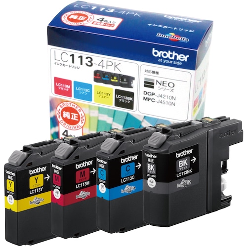 トラスコ中山 ブラザー インクカートリッジ LC113-4PK 4色パック(ご注文単位1パック)【直送品】