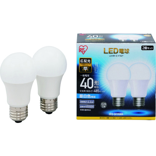 トラスコ中山 IRIS 567951 LED電球 E26 広配光 40形相当 昼白色 2個セット（ご注文単位1箱）【直送品】