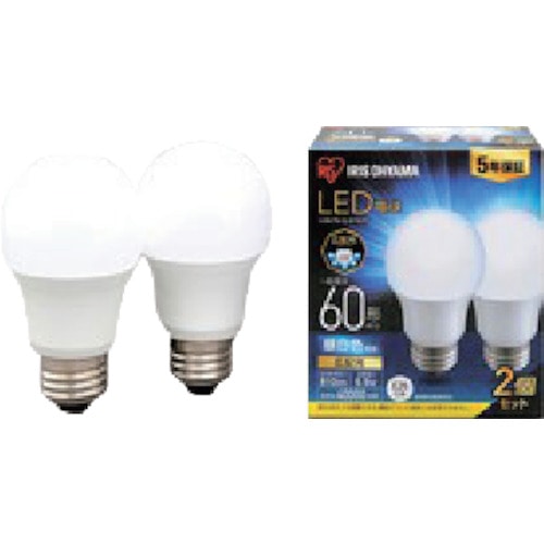 トラスコ中山 IRIS LED電球 E26 広配光 60形相当 昼白色 2個セット(ご注文単位1箱)【直送品】